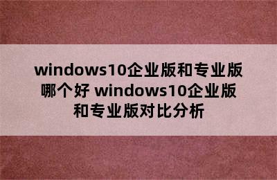 windows10企业版和专业版哪个好 windows10企业版和专业版对比分析